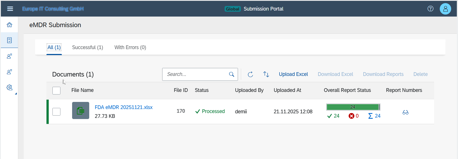 eMDR Submission List